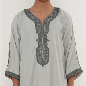 Boy's Moroccan Thobe Half Sleeve Gandoura Embroidery Kaftan-TruClothing