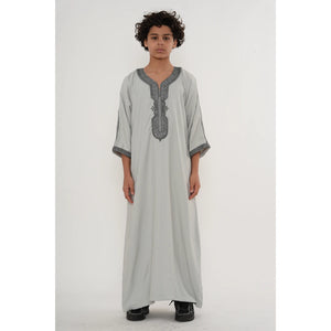 Boy's Moroccan Thobe Half Sleeve Gandoura Embroidery Kaftan-TruClothing