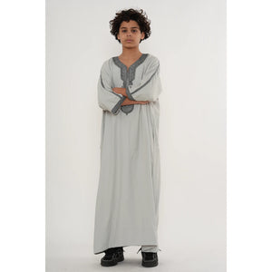 Boy's Moroccan Thobe Half Sleeve Gandoura Embroidery Kaftan-TruClothing