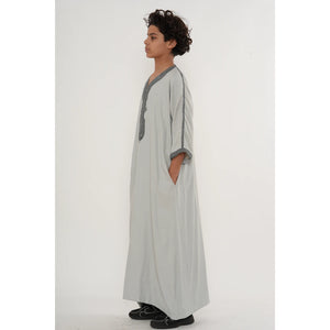 Boy's Moroccan Thobe Half Sleeve Gandoura Embroidery Kaftan-TruClothing