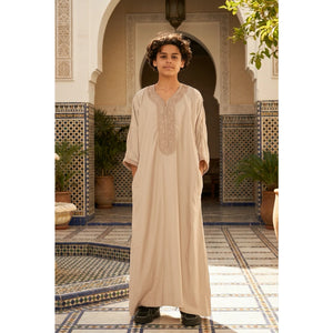 Boy's Moroccan Thobe Half Sleeve Gandoura Embroidery Kaftan-TruClothing