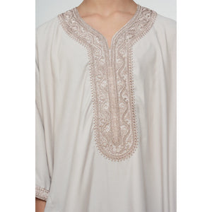 Boy's Moroccan Thobe Half Sleeve Gandoura Embroidery Kaftan-TruClothing