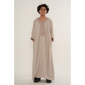 Boy's Moroccan Thobe Half Sleeve Gandoura Embroidery Kaftan-TruClothing