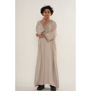 Boy's Moroccan Thobe Half Sleeve Gandoura Embroidery Kaftan-TruClothing