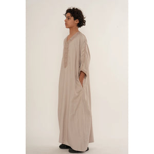 Boy's Moroccan Thobe Half Sleeve Gandoura Embroidery Kaftan-TruClothing