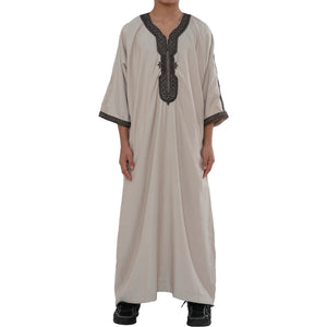 Boy's Moroccan Thobe Half Sleeve Gandoura Embroidery Kaftan-TruClothing