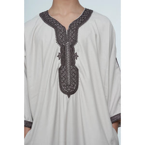 Boy's Moroccan Thobe Half Sleeve Gandoura Embroidery Kaftan-TruClothing