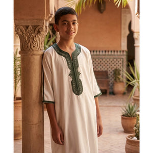 Boy's Moroccan Thobe Half Sleeve Gandoura Embroidery Kaftan-TruClothing