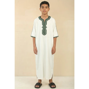 Boy's Moroccan Thobe Half Sleeve Gandoura Embroidery Kaftan-TruClothing