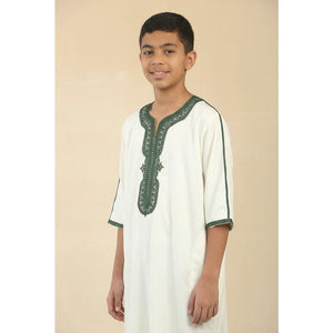 Boy's Moroccan Thobe Half Sleeve Gandoura Embroidery Kaftan-TruClothing