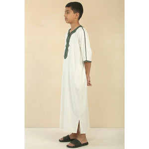 Boy's Moroccan Thobe Half Sleeve Gandoura Embroidery Kaftan-TruClothing