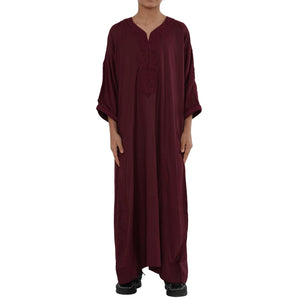 Boy's Moroccan Thobe Half Sleeve Gandoura Embroidery Kaftan-TruClothing