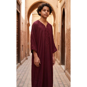 Boy's Moroccan Thobe Half Sleeve Gandoura Embroidery Kaftan-TruClothing