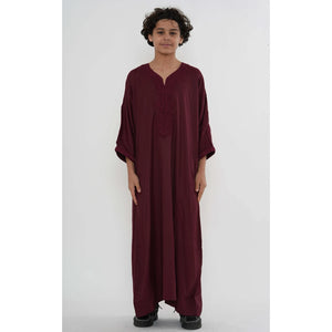 Boy's Moroccan Thobe Half Sleeve Gandoura Embroidery Kaftan-TruClothing