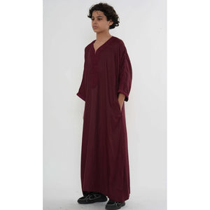 Boy's Moroccan Thobe Half Sleeve Gandoura Embroidery Kaftan-TruClothing