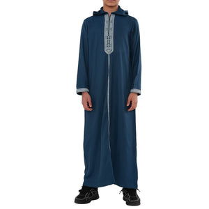 Boy's Moroccan Thobe Hooded Gandoura Embroidery Jubba-TruClothing