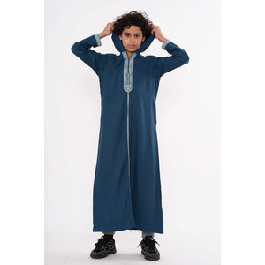 Boy's Moroccan Thobe Hooded Gandoura Embroidery Jubba-TruClothing