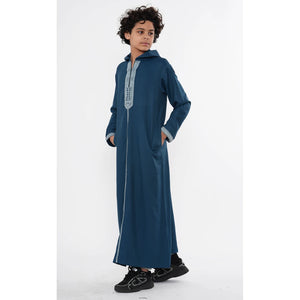 Boy's Moroccan Thobe Hooded Gandoura Embroidery Jubba-TruClothing
