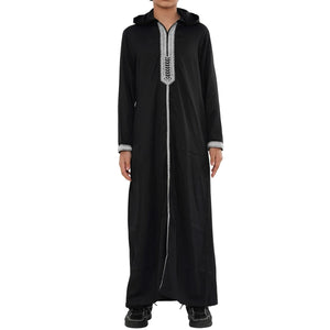 Boy's Moroccan Thobe Hooded Gandoura Embroidery Jubba-TruClothing