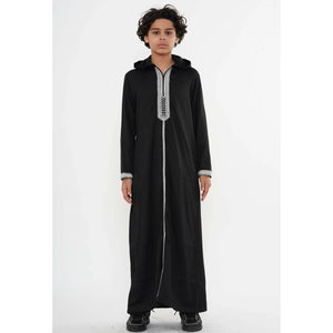 Boy's Moroccan Thobe Hooded Gandoura Embroidery Jubba-TruClothing