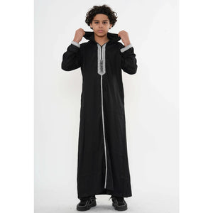 Boy's Moroccan Thobe Hooded Gandoura Embroidery Jubba-TruClothing