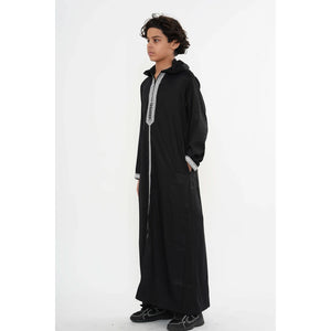 Boy's Moroccan Thobe Hooded Gandoura Embroidery Jubba-TruClothing