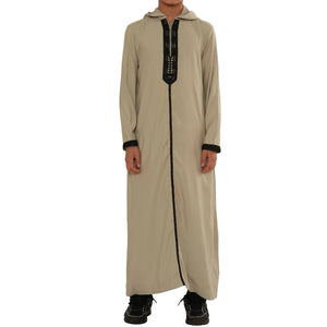 Boy's Moroccan Thobe Hooded Gandoura Embroidery Jubba-TruClothing