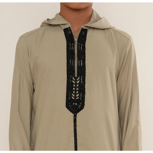 Boy's Moroccan Thobe Hooded Gandoura Embroidery Jubba-TruClothing