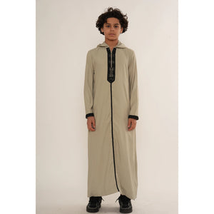 Boy's Moroccan Thobe Hooded Gandoura Embroidery Jubba-TruClothing