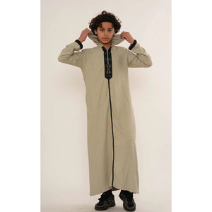 Boy's Moroccan Thobe Hooded Gandoura Embroidery Jubba-TruClothing
