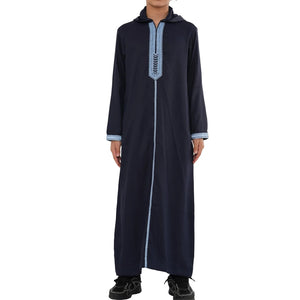 Boy's Moroccan Thobe Hooded Gandoura Embroidery Jubba-TruClothing