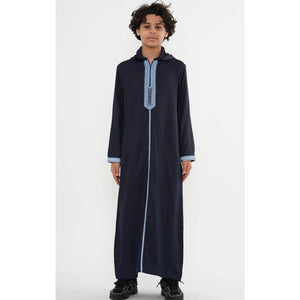 Boy's Moroccan Thobe Hooded Gandoura Embroidery Jubba-TruClothing