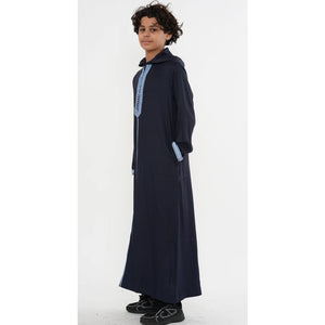 Boy's Moroccan Thobe Hooded Gandoura Embroidery Jubba-TruClothing