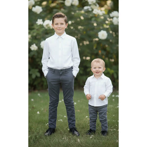 Boys Formal Long Sleeve Button-Down Collar Shirt-TruClothing