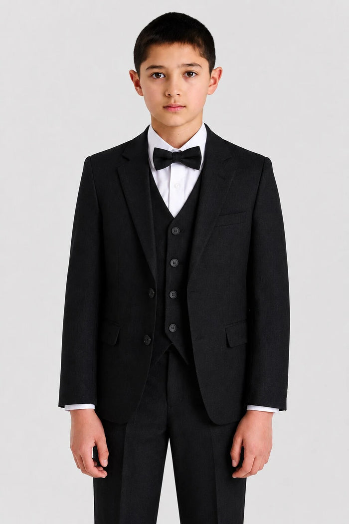 Boys Black 4-Piece Suit