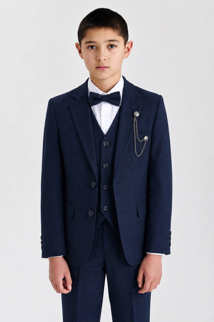 Boys Navy Blue 4-Piece Suit