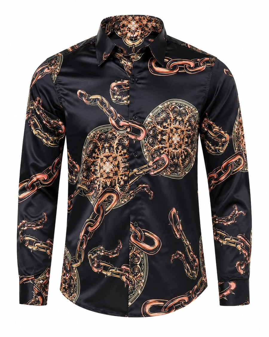 Boys Baroque Satin Feel Button Down Dress Shirt
