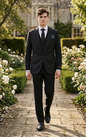 Men's Black 3 Piece Tailored Fit Formal Suit