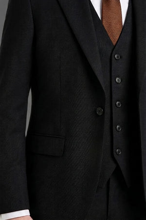 Men's Black 3 Piece Tailored Fit Formal Suit