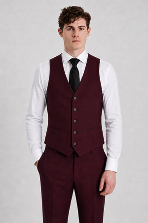 Men's Burgundy Wine 3 Piece Tailored Fit Suit