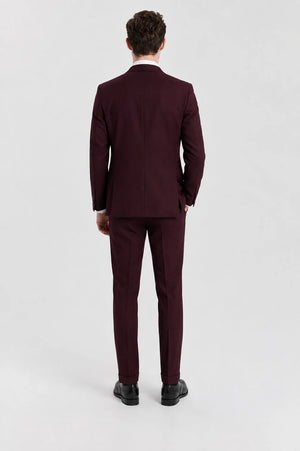 Men's Burgundy Wine 3 Piece Tailored Fit Suit