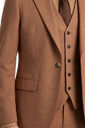 Men's Camel Brown 3 Piece Tailored Fit Suit