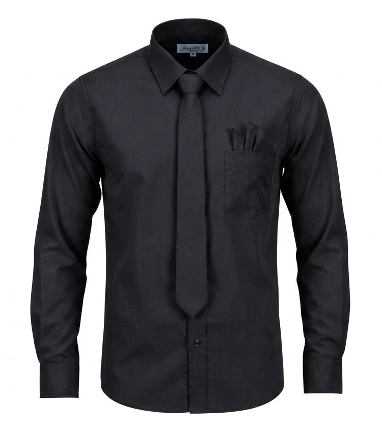 Men's Dress Shirt with Matching Tie Pocket Square Set