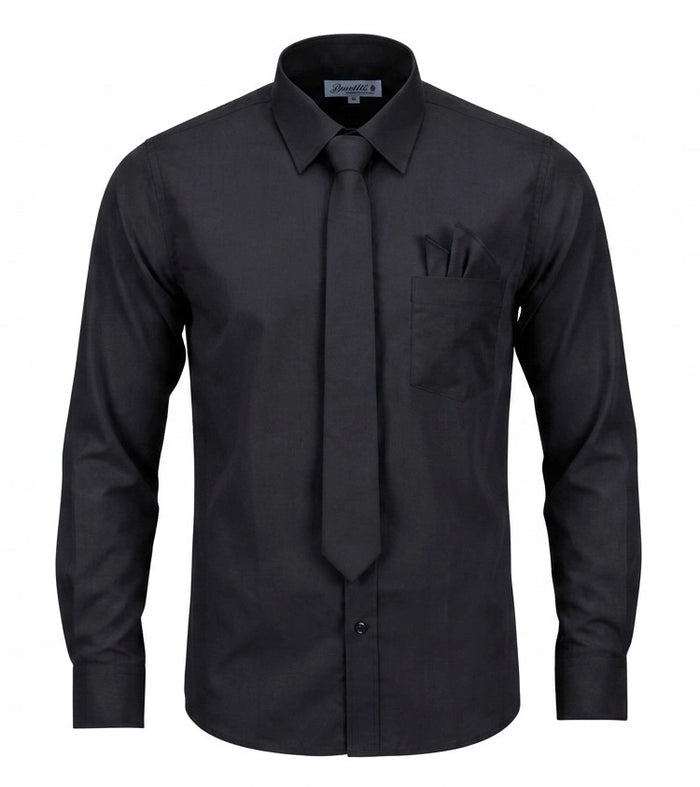 Men's Dress Shirt with Matching Tie Pocket Square Set