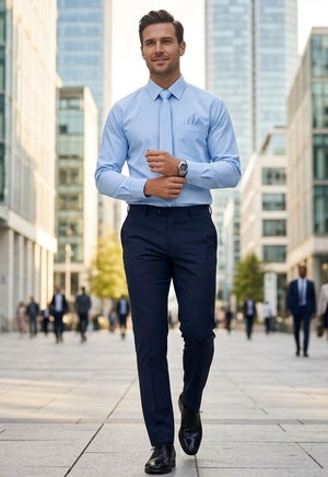 Men's Dress Shirt with Matching Tie Pocket Square Set