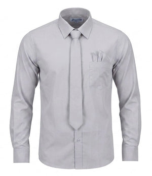Men's Dress Shirt with Matching Tie Pocket Square Set