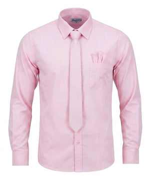 Men's Dress Shirt with Matching Tie Pocket Square Set