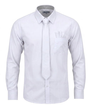 Men's Dress Shirt with Matching Tie Pocket Square Set