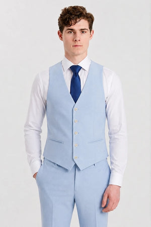 Men's Light Blue 3 Piece Tailored Fit Suit