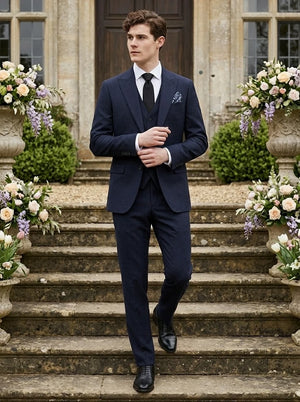 Men's Navy Blue 3 Piece Tailored Fit Suit